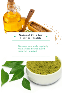 Boiled mustard oil with henna leaves